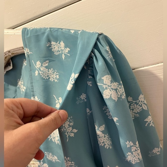 ANDREA GAYLE – Vintage -Teal Floral Top with Lace – Size 14 - Picture 7 of 9